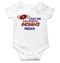 Load image into Gallery viewer, Custom Name IPL MI Mumbai Indians Little Fan Rompers for Baby Girl- KidsFashionVilla
