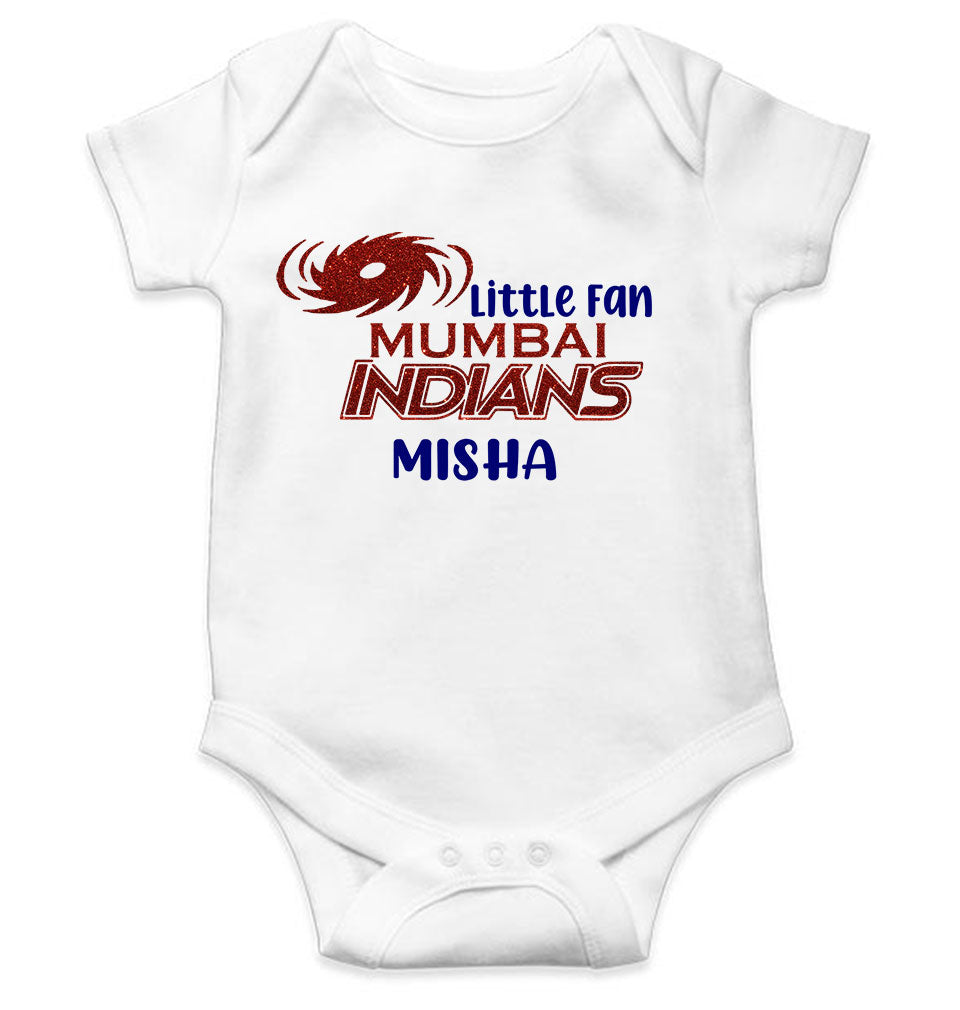 Custom Name IPL MI Mumbai Indians Little Fan Rompers for Baby Girl- KidsFashionVilla