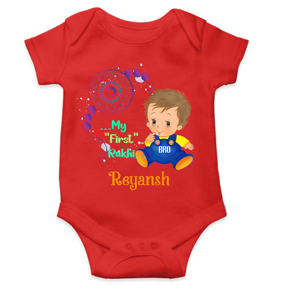 Custom Name My First Rakhi Rompers for Baby Boy- KidsFashionVilla