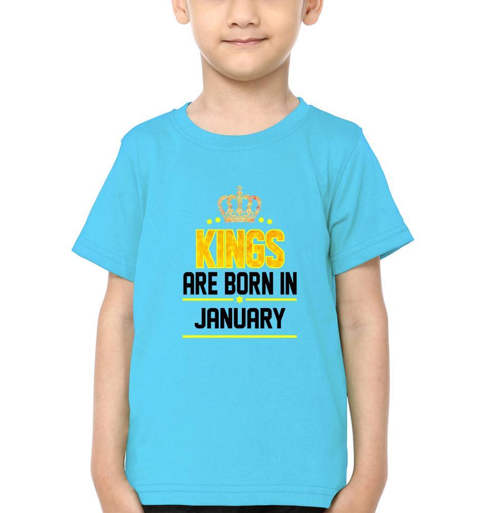Kings Are Born In January Half Sleeves T-Shirt for Boy-KidsFashionVilla