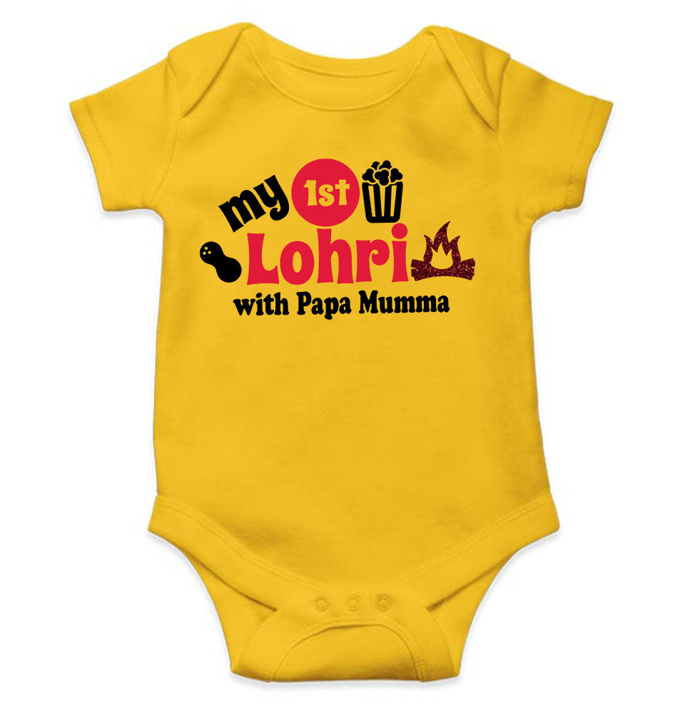 First Lohri With Papa Mumma Rompers for Baby Girl- KidsFashionVilla