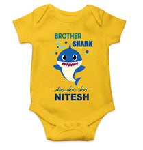 Load image into Gallery viewer, Custom Name Brother Shark Doo Doo Doo Rakhi Rompers for Baby Boy- KidsFashionVilla

