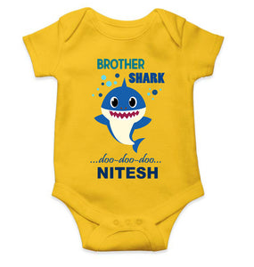 Custom Name Brother Shark Doo Doo Doo Rakhi Rompers for Baby Boy- KidsFashionVilla