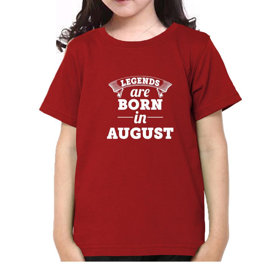 Legends are Born in August Half Sleeves T-Shirt For Girls -KidsFashionVilla