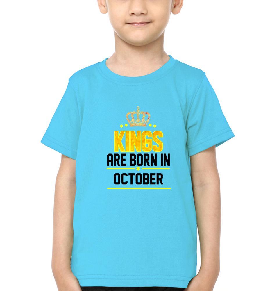 Kings Are Born In October Half Sleeves T-Shirt for Boy-KidsFashionVilla