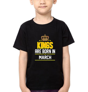 Kings Are Born In March Half Sleeves T-Shirt for Boys and Kids-KidsFashionVilla