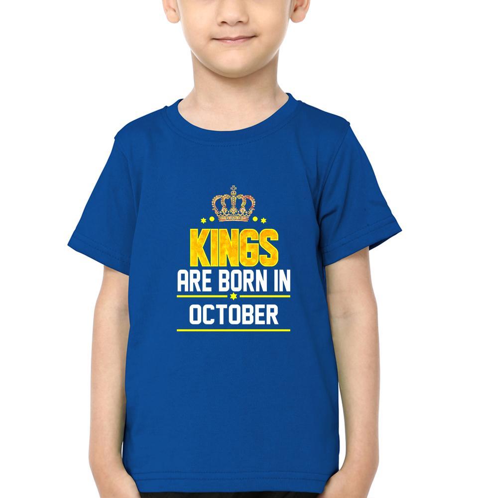 Kings Are Born In October Half Sleeves T-Shirt for Boy-KidsFashionVilla