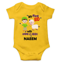 Load image into Gallery viewer, Custom Name My First Eid With Ammi And Abbu Rompers for Baby Boy- KidsFashionVilla
