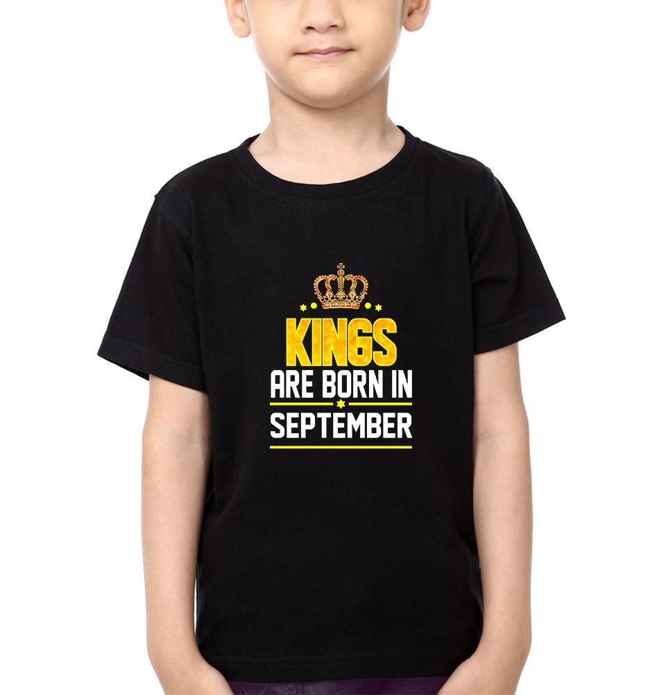 Kings Are Born In September Half Sleeves T-Shirt for Boy-KidsFashionVilla
