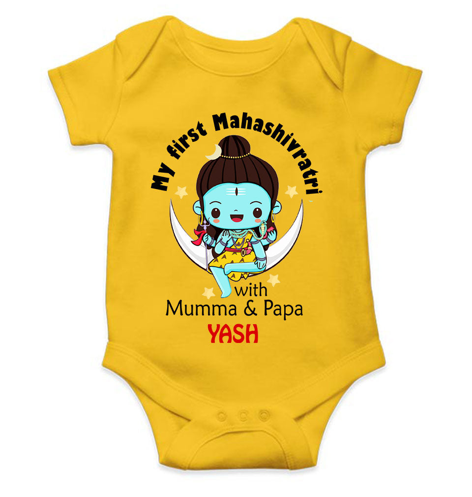 Custom Name Mahashivratri With Mumma & Papa Rompers for Baby Boy- KidsFashionVilla