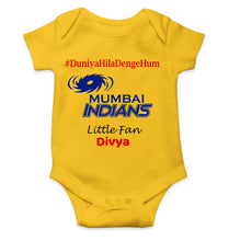 Load image into Gallery viewer, Custom Name IPL MI Mumbai Indians Duniya Hila Denge Hum Rompers for Baby Girl- KidsFashionVilla
