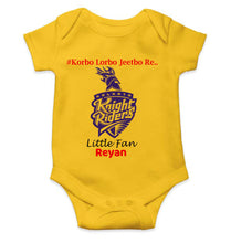 Load image into Gallery viewer, Custom Name IPL KKR Kolkata Knight Riders Korbo Lorbo Jeetbo Re Rompers for Baby Boy- KidsFashionVilla

