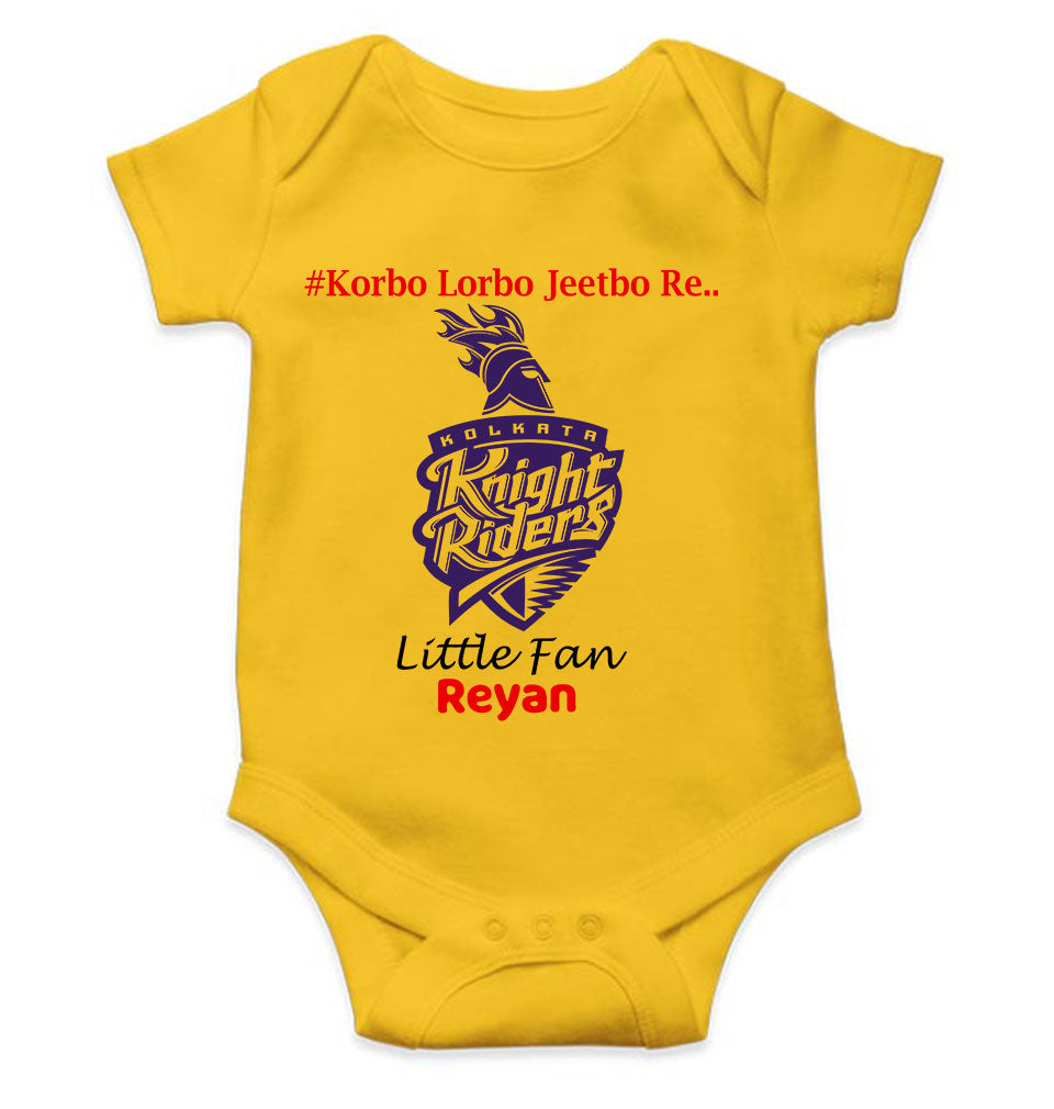Custom Name IPL KKR Kolkata Knight Riders Korbo Lorbo Jeetbo Re Rompers for Baby Boy- KidsFashionVilla