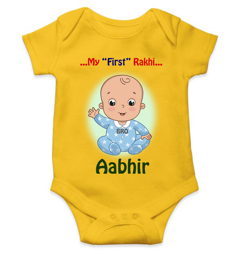 Custom Name My First Rakhi Rompers for Baby Boy- KidsFashionVilla