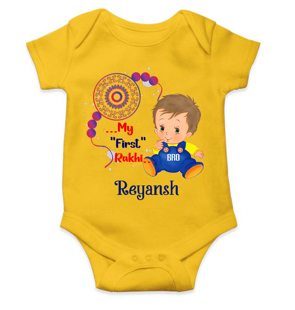 Custom Name My First Rakhi Rompers for Baby Boy- KidsFashionVilla