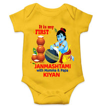Load image into Gallery viewer, Custom Name First Janmashtami With Mumma Papa Rompers for Baby Boy- KidsFashionVilla
