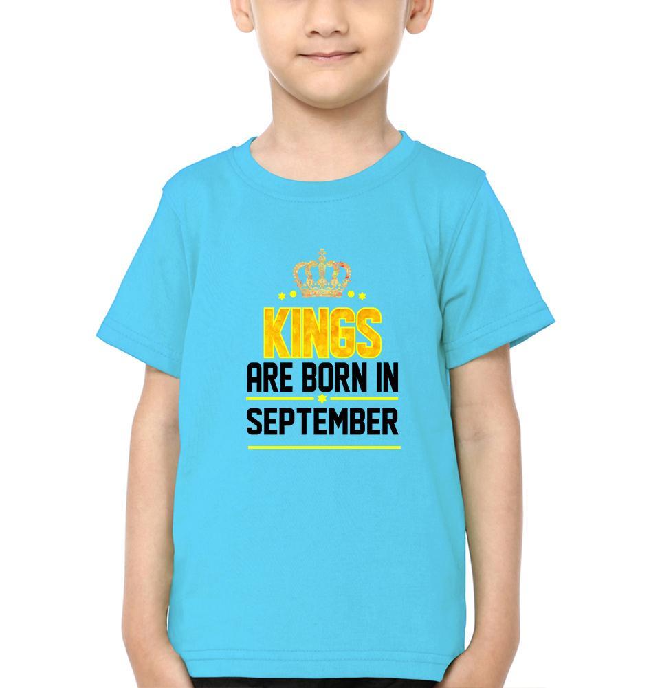 Kings Are Born In September Half Sleeves T-Shirt for Boy-KidsFashionVilla
