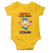 Load image into Gallery viewer, Custom Name Little Bappa Bhakt Ganesh Chaturthi Rompers for Baby Boy- KidsFashionVilla

