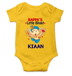 Custom Name Little Bappa Bhakt Ganesh Chaturthi Rompers for Baby Boy- KidsFashionVilla