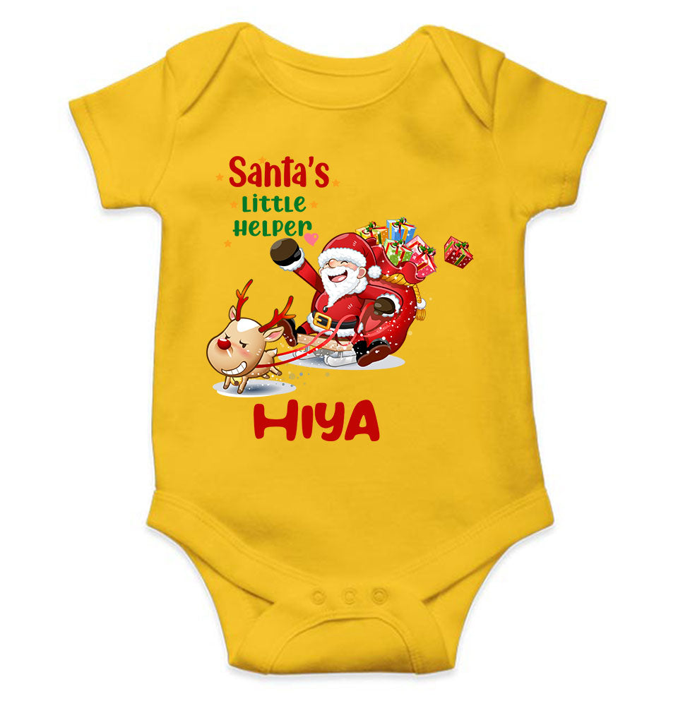 Customized Name Santas Little Helper Christmas Rompers for Baby Girl- KidsFashionVilla