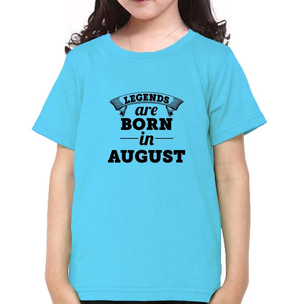 Legends are Born in August Half Sleeves T-Shirt For Girls -KidsFashionVilla
