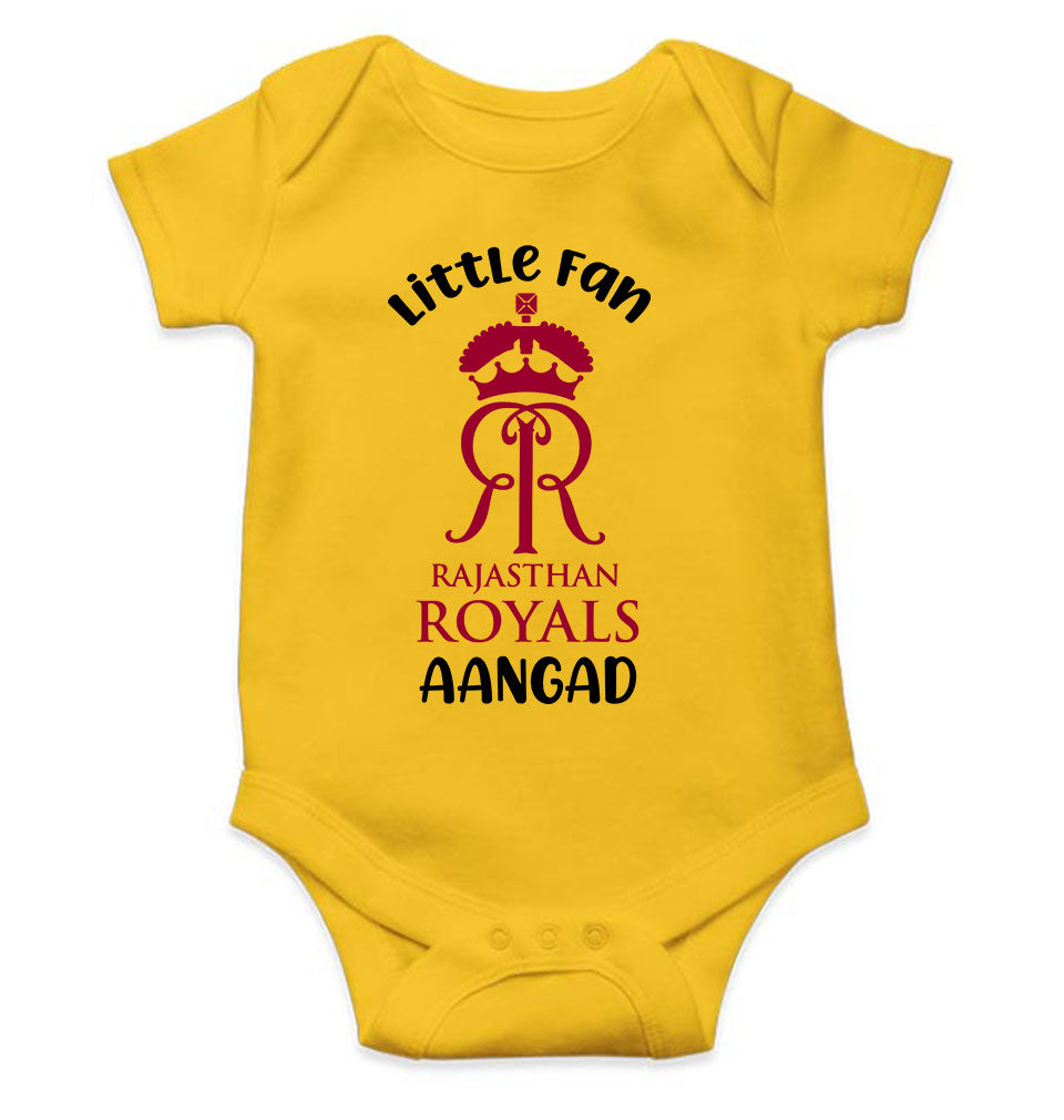Custom Name IPL RR Rajasthan Royals Little Fan Rompers for Baby Boy- KidsFashionVilla