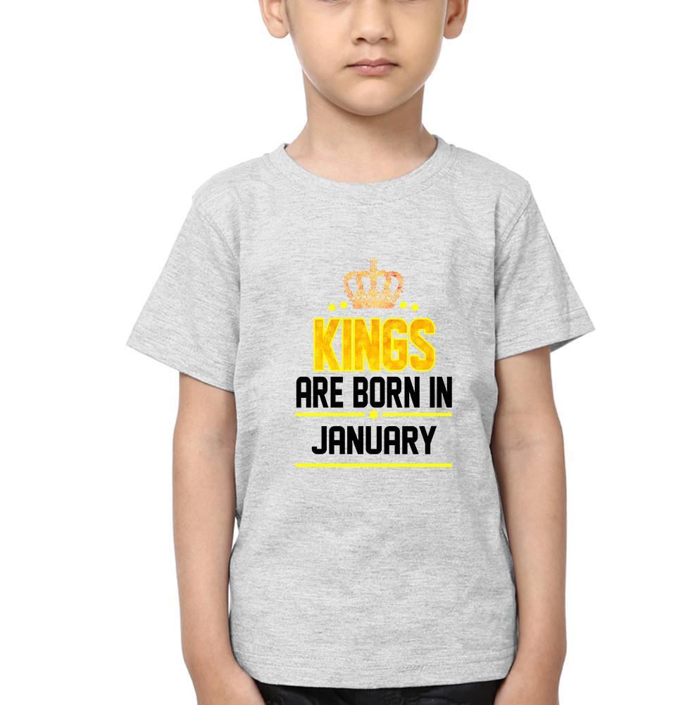 Kings Are Born In January Half Sleeves T-Shirt for Boy-KidsFashionVilla