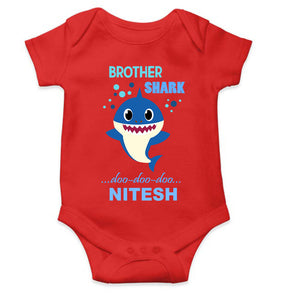 Custom Name Brother Shark Doo Doo Doo Rakhi Rompers for Baby Boy- KidsFashionVilla