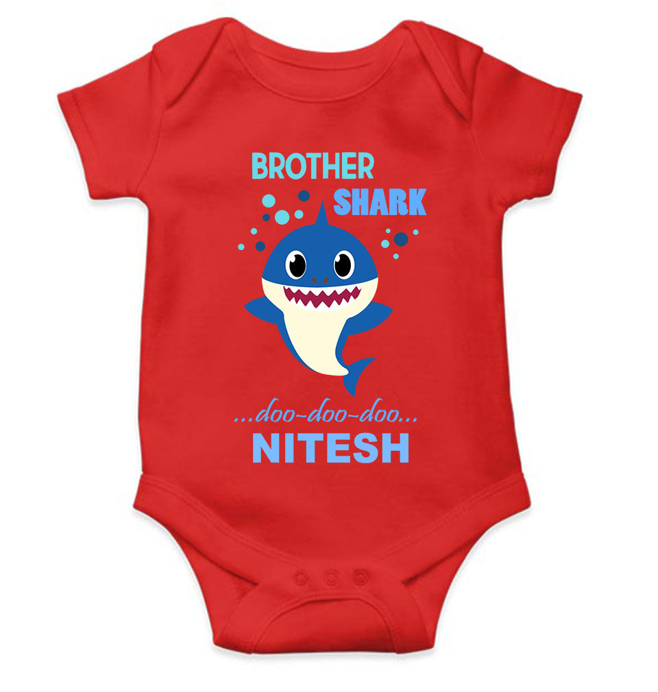 Custom Name Brother Shark Doo Doo Doo Rakhi Rompers for Baby Boy- KidsFashionVilla
