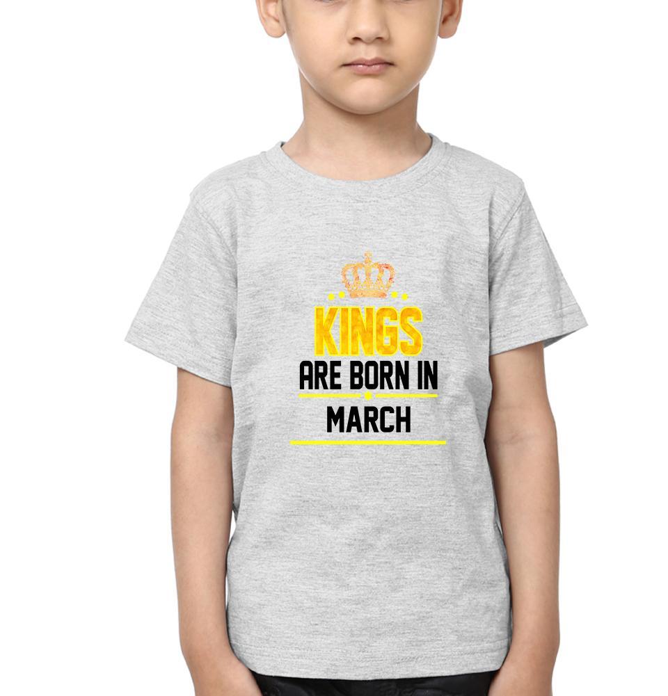 Kings Are Born In March Half Sleeves T-Shirt for Boy-KidsFashionVilla