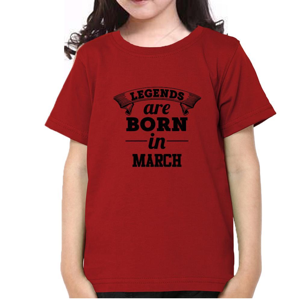 Legends are Born in March Half Sleeves T-Shirt For Girls -KidsFashionVilla