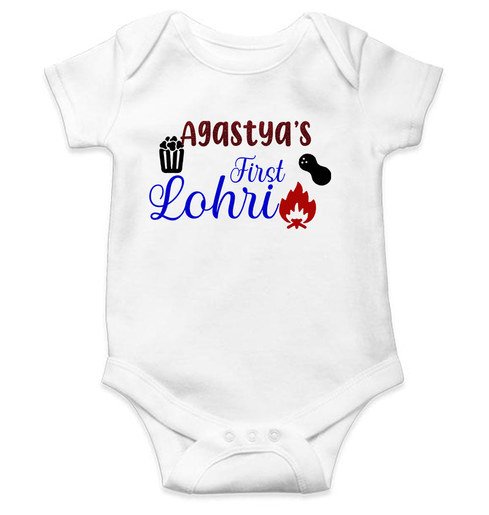 Custom Baby Name First Lohri Rompers for Baby Girl- KidsFashionVilla