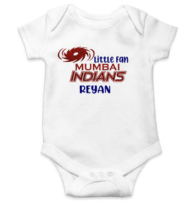 Custom Name IPL MI Mumbai Indians Little Fan Rompers for Baby Boy- KidsFashionVilla