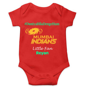 Custom Name IPL MI Mumbai Indians Duniya Hila Denge Hum Rompers for Baby Boy- KidsFashionVilla