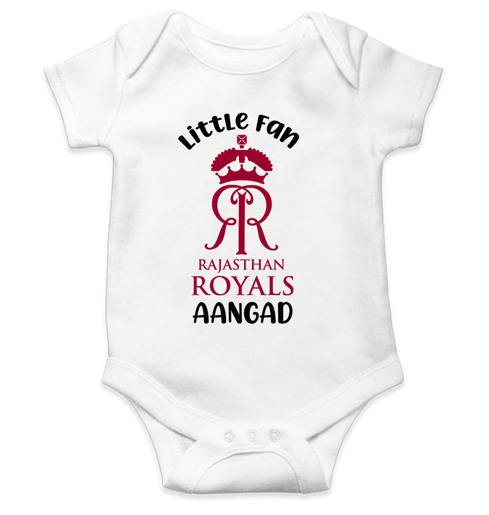 Custom Name IPL RR Rajasthan Royals Little Fan Rompers for Baby Boy- KidsFashionVilla