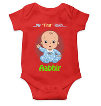 Load image into Gallery viewer, Custom Name My First Rakhi Rompers for Baby Boy- KidsFashionVilla
