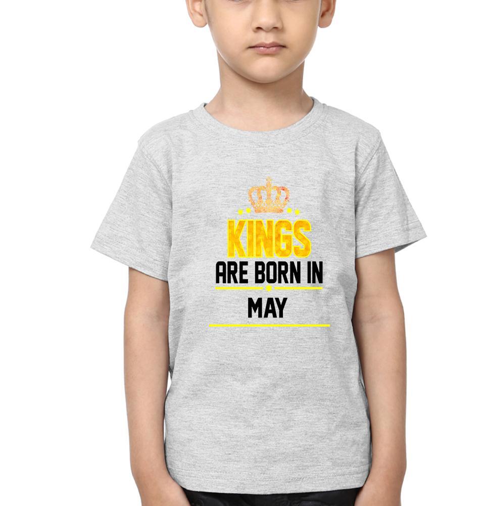 Kings Are Born In May Half Sleeves T-Shirt for Boy-KidsFashionVilla