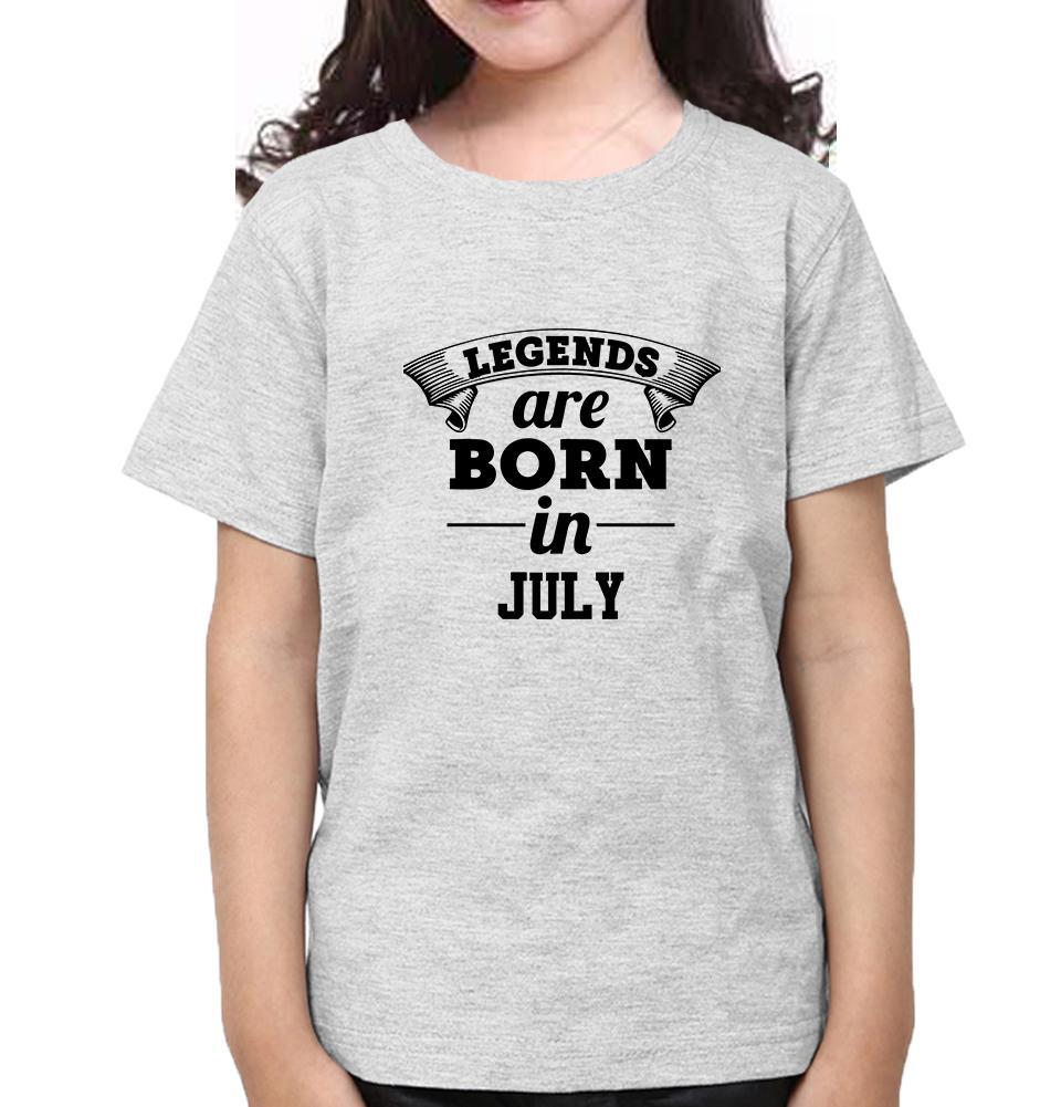 Legends are Born in July Half Sleeves T-Shirt For Girls -KidsFashionVilla