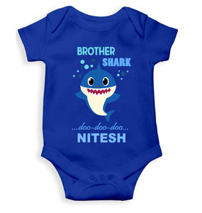 Custom Name Brother Shark Doo Doo Doo Rakhi Rompers for Baby Boy- KidsFashionVilla