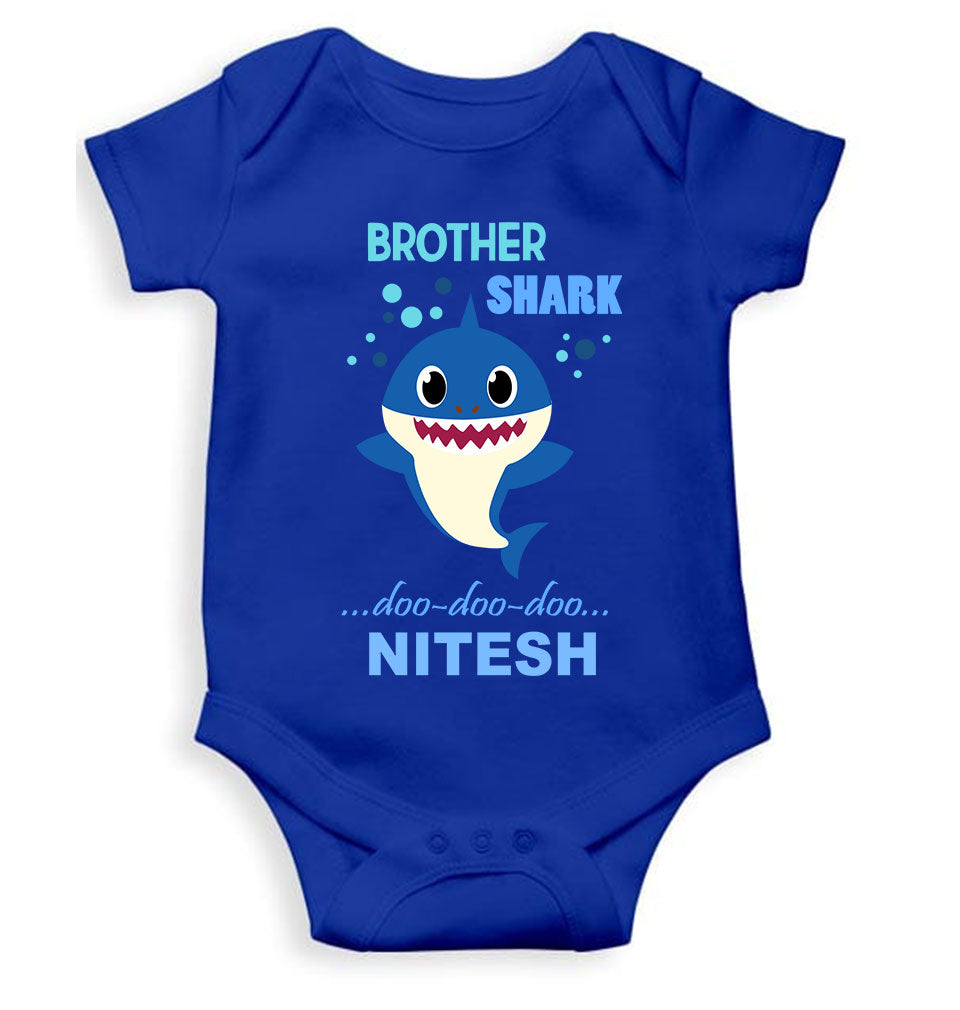 Custom Name Brother Shark Doo Doo Doo Rakhi Rompers for Baby Boy- KidsFashionVilla