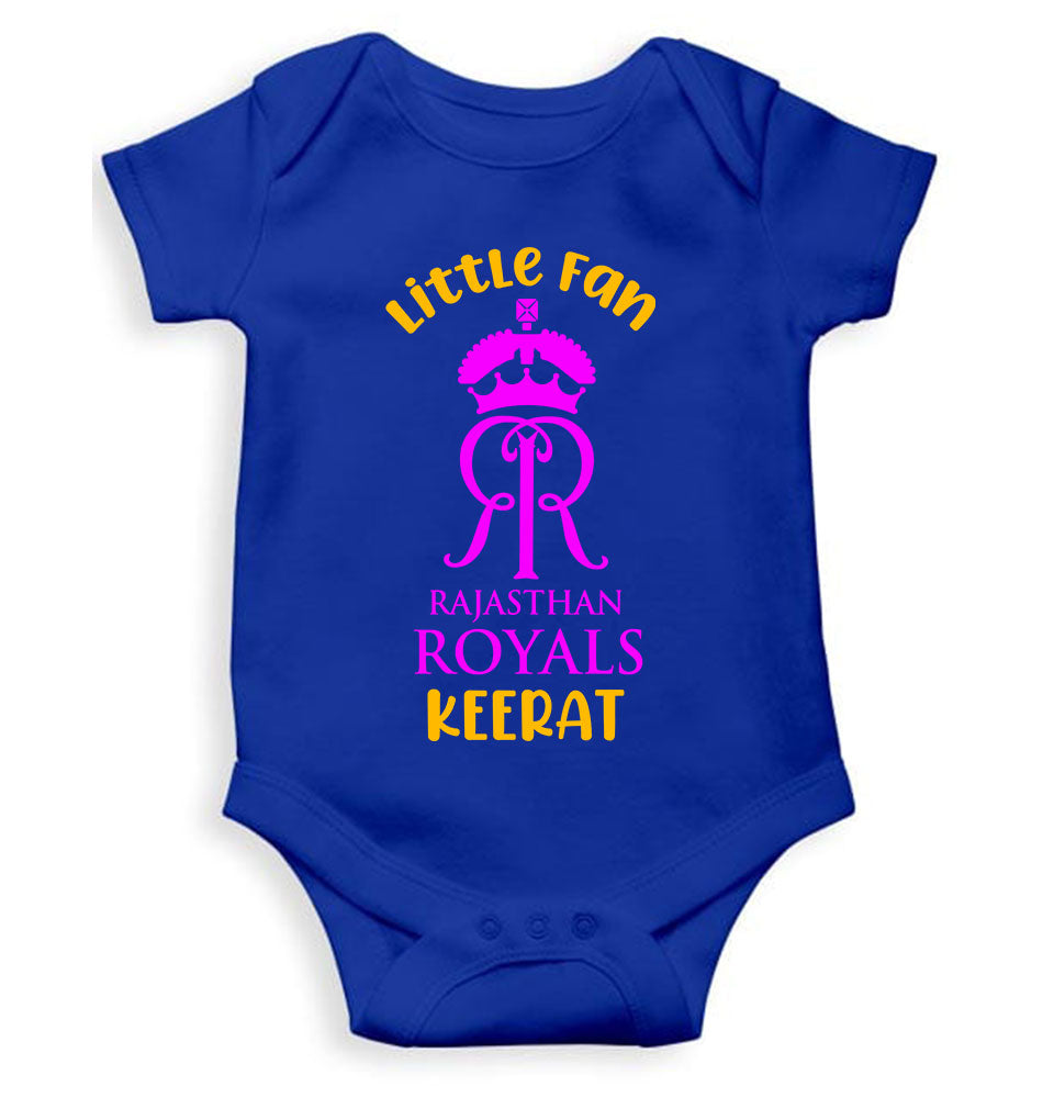 Custom Name IPL RR Rajasthan Royals Little Fan Rompers for Baby Girl- KidsFashionVilla