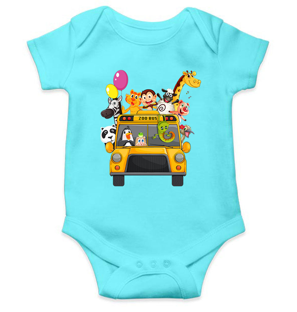 Zoo Bus Cartoon Rompers for Baby Girl- KidsFashionVilla