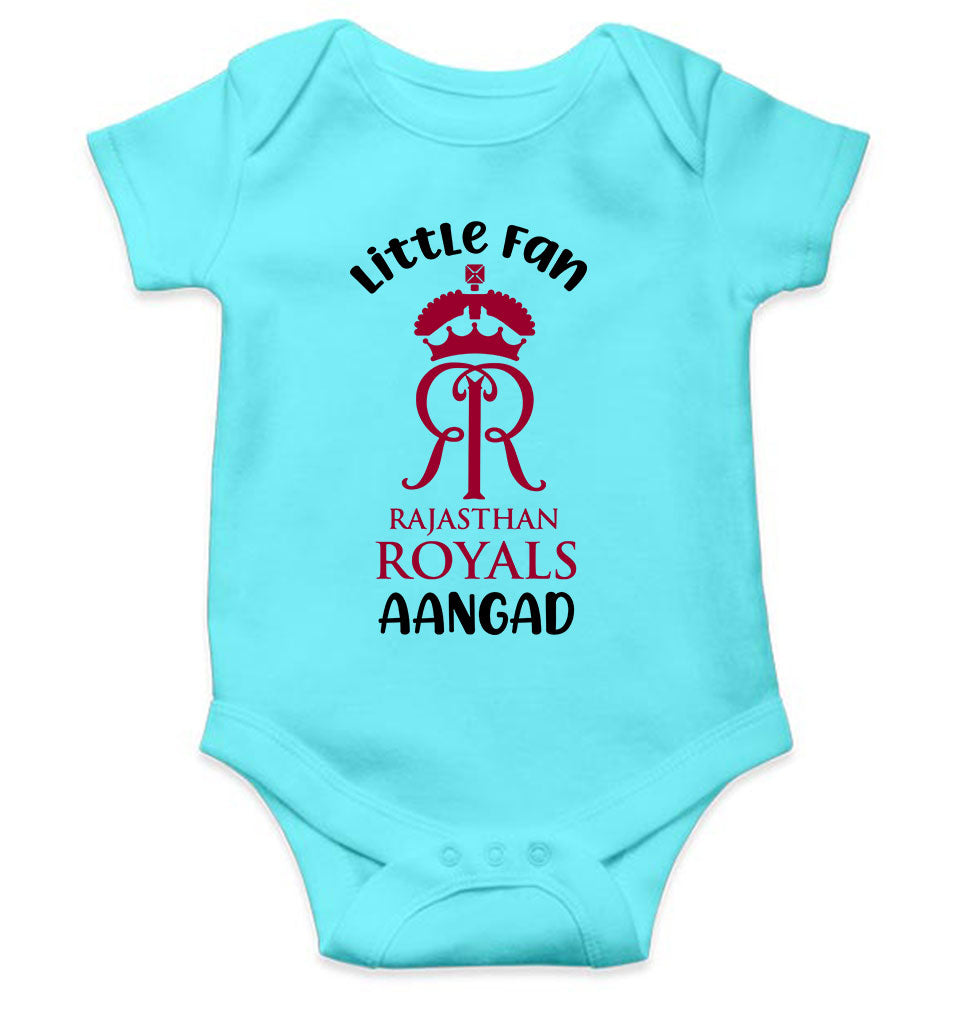 Custom Name IPL RR Rajasthan Royals Little Fan Rompers for Baby Boy- KidsFashionVilla