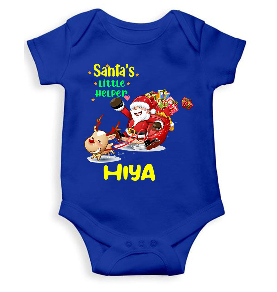 Customized Name Santas Little Helper Christmas Rompers for Baby Girl- KidsFashionVilla