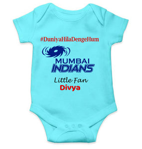 Custom Name IPL MI Mumbai Indians Duniya Hila Denge Hum Rompers for Baby Girl- KidsFashionVilla