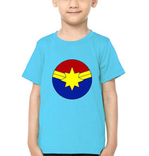 Load image into Gallery viewer, Captain Marvel Logo Half Sleeves T-Shirt for Boy-KidsFashionVilla
