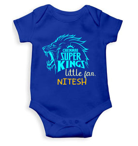 Custom Name IPL CSK Chennai Super Kings Little Fan Rompers for Baby Boy- KidsFashionVilla