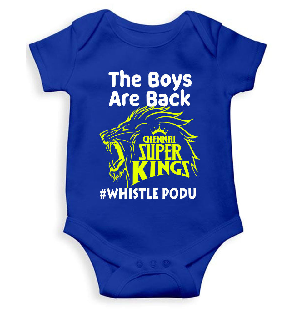 The Boys Are Back Whistle Podu IPL CSK Chennai Super Kings Rompers for Baby Boy- KidsFashionVilla
