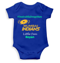 Load image into Gallery viewer, Custom Name IPL MI Mumbai Indians Duniya Hila Denge Hum Rompers for Baby Boy- KidsFashionVilla
