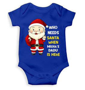 Customized Name Santa Dadu Is Here Christmas Rompers for Baby Girl- KidsFashionVilla